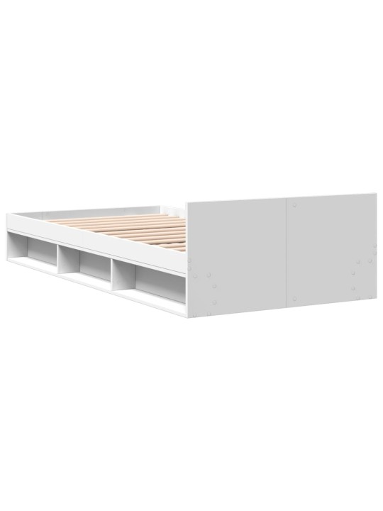 Gultas rāmis ar atvilktni, balts, 90x200 cm, inženierijas koks