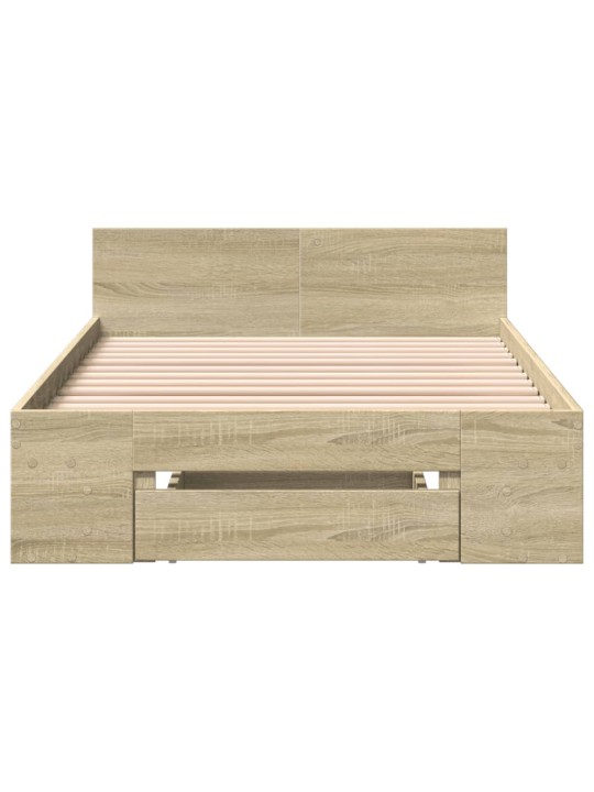 Gultas rāmis ar atvilktni, ozola, 90x200 cm, inženierijas koks