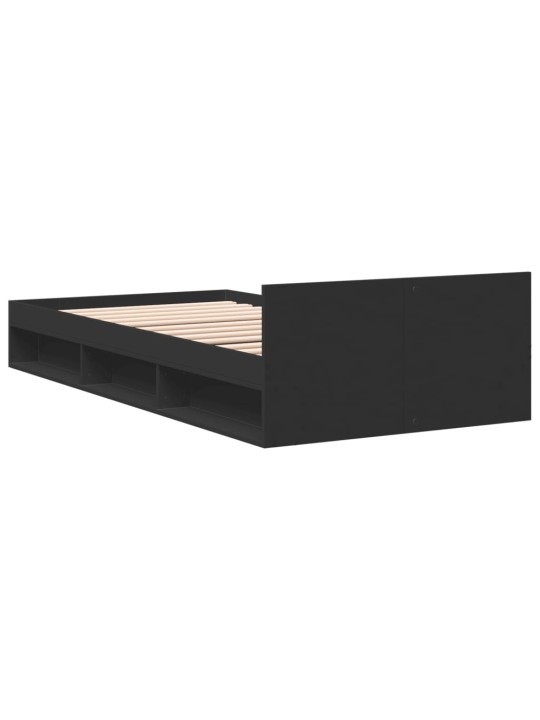 Gultas rāmis ar atvilktni, melns, 75x190 cm, inženierijas koks