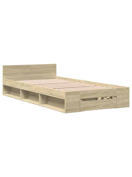 Gultas rāmis ar atvilktni, ozola, 75x190 cm, inženierijas koks