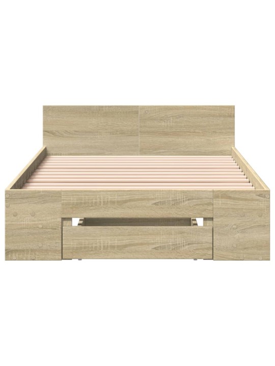 Gultas rāmis ar atvilktni, ozola, 75x190 cm, inženierijas koks
