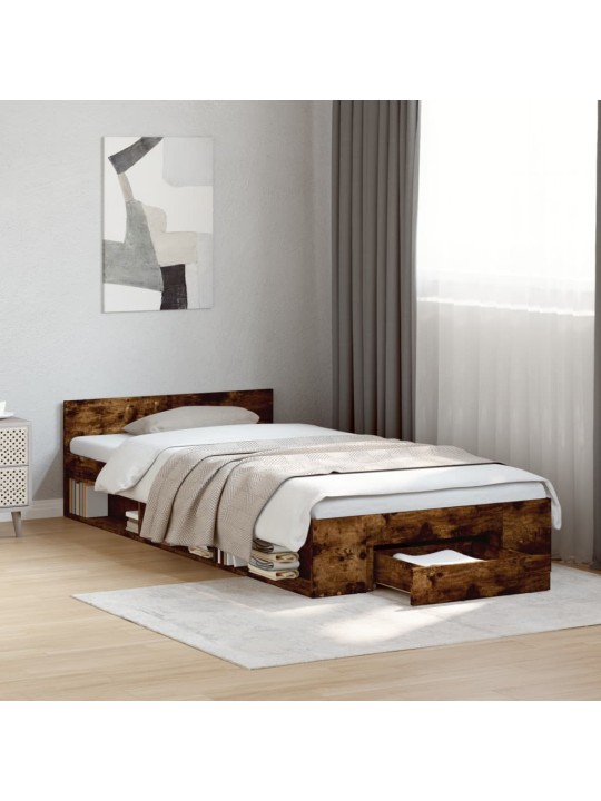 Gultas rāmis ar atvilktni, ozola, 75x190 cm, inženierijas koks