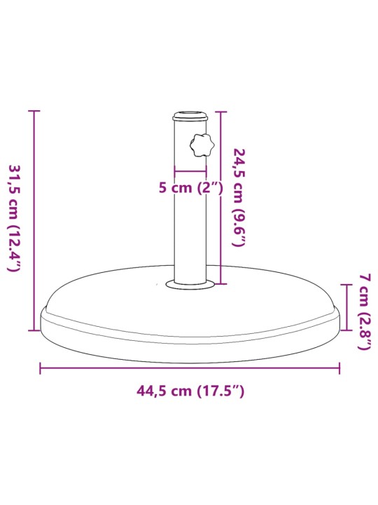 Saulessarga pamatne ar riteņiem, ø32/35/38 mm kātiem, 15 kg