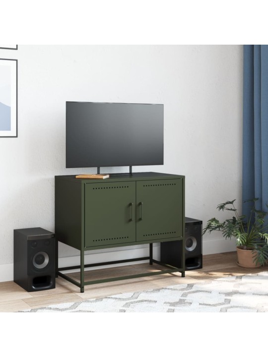 Tv skapītis, 68,5x39x60,5 cm, tērauds, olīvu zaļš