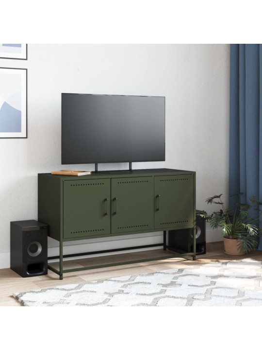 Tv skapītis, 100,5x39x60,5 cm, tērauds, olīvu zaļš