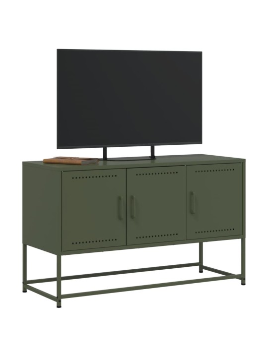 Tv skapītis, 100,5x39x60,5 cm, tērauds, olīvu zaļš