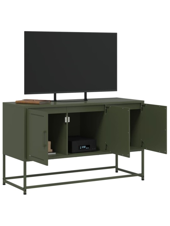 Tv skapītis, 100,5x39x60,5 cm, tērauds, olīvu zaļš