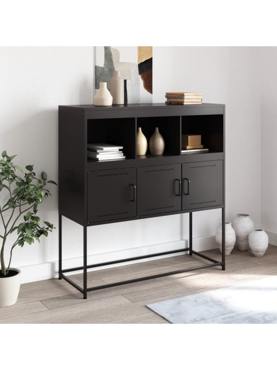 Kumode, melna, 100,5x39x107 cm, tērauds