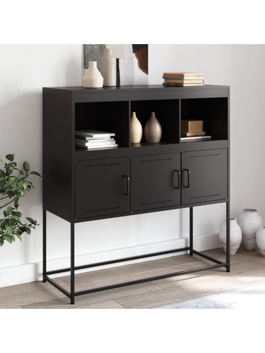 Kumode, melna, 100,5x39x107 cm, tērauds