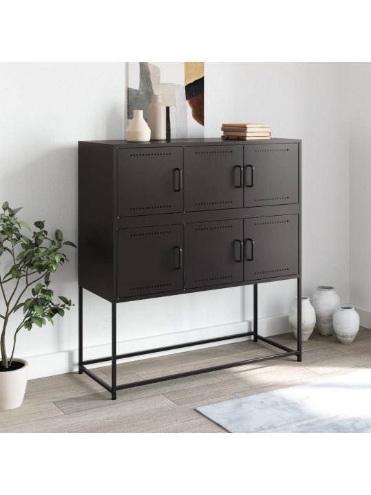 Kumode, melna, 100,5x39x107 cm, tērauds