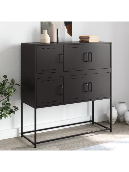Kumode, melna, 100,5x39x107 cm, tērauds