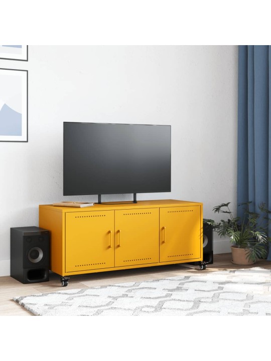Tv skapītis, 100,5x39x43,5 cm, tērauds, sinepju dzeltens