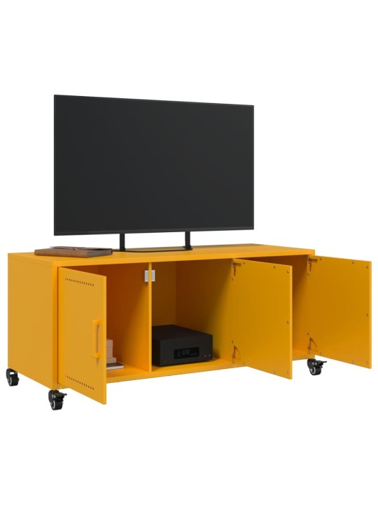 Tv skapītis, 100,5x39x43,5 cm, tērauds, sinepju dzeltens