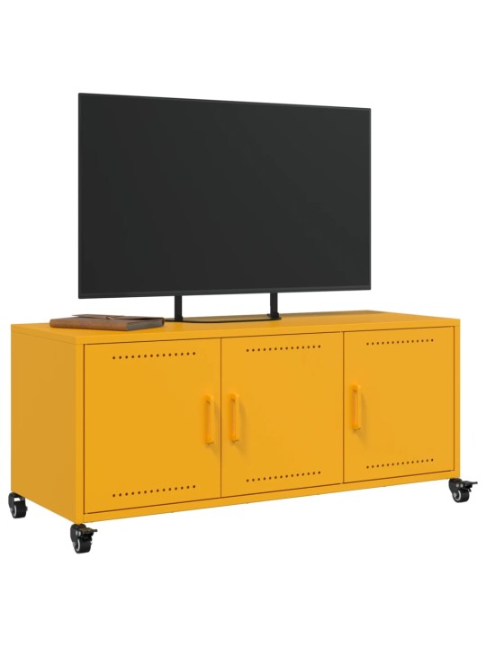 Tv skapītis, 100,5x39x43,5 cm, tērauds, sinepju dzeltens
