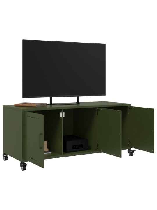 Tv skapītis, 100,5x39x43,5 cm, tērauds, olīvu zaļš
