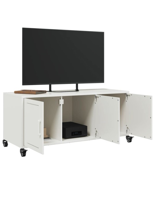 Tv skapītis, balts, 100,5x39x43,5 cm, tērauds