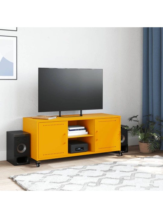 Tv skapītis, 100,5x39x43,5 cm, tērauds, sinepju dzeltens