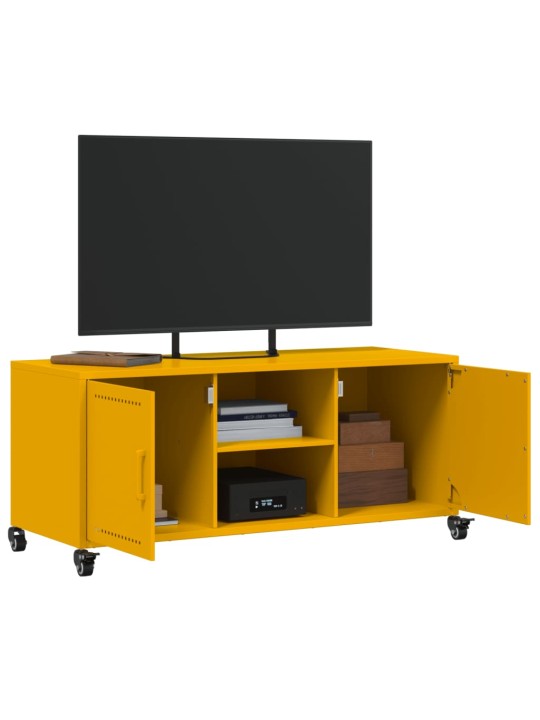Tv skapītis, 100,5x39x43,5 cm, tērauds, sinepju dzeltens
