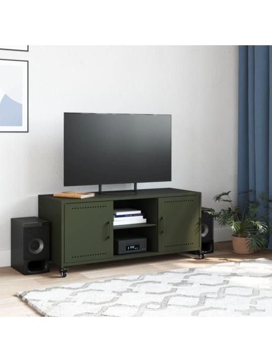 Tv skapītis, 100,5x39x43,5 cm, tērauds, olīvu zaļš