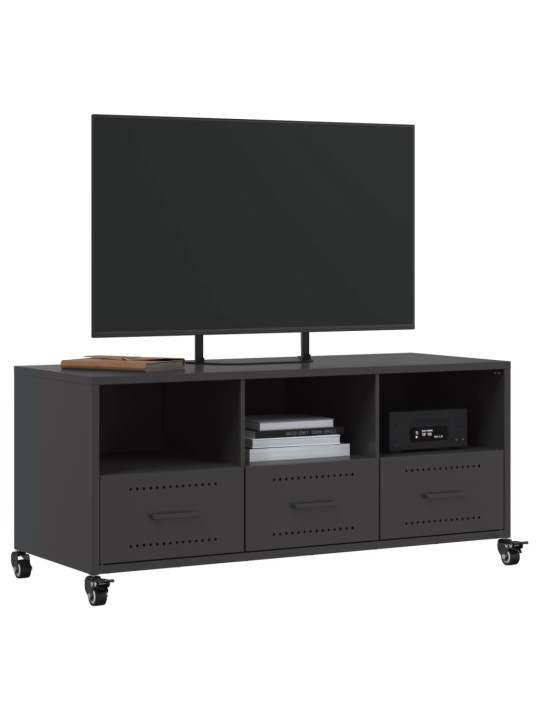 Tv skapītis, melns, 100,5x39x43,5 cm, tērauds