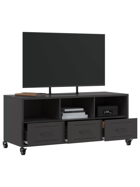 Tv skapītis, melns, 100,5x39x43,5 cm, tērauds