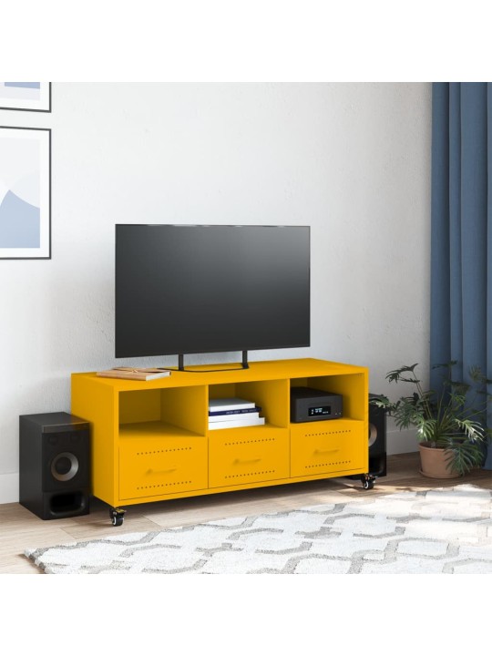 Tv skapītis, 100,5x39x43,5 cm, tērauds, sinepju dzeltens
