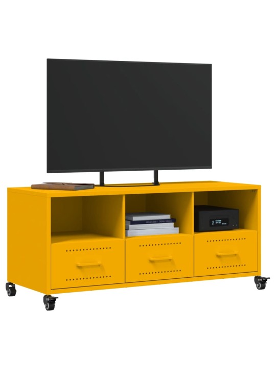 Tv skapītis, 100,5x39x43,5 cm, tērauds, sinepju dzeltens