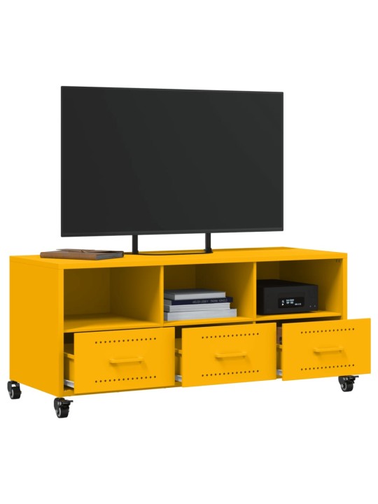 Tv skapītis, 100,5x39x43,5 cm, tērauds, sinepju dzeltens
