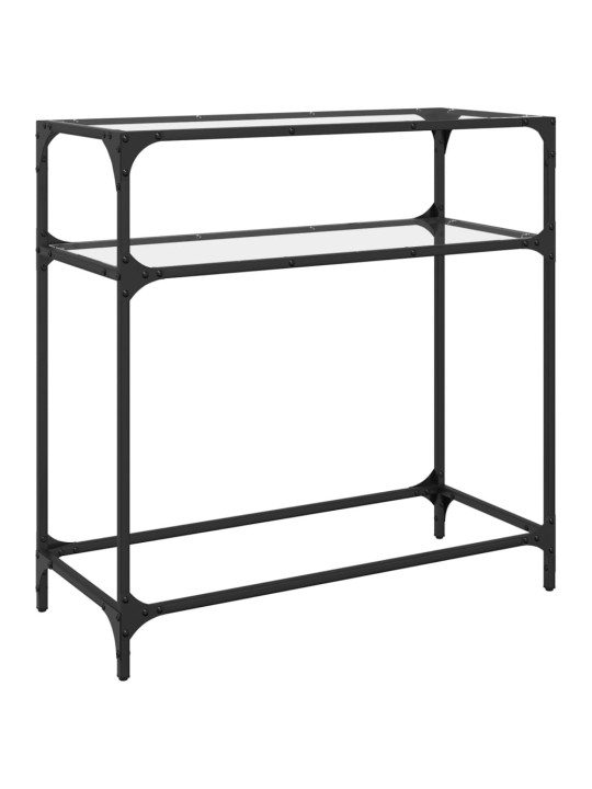 Konsoles galdiņš, 80x35x81 cm, caurspīdīgs, rūdīts stikls