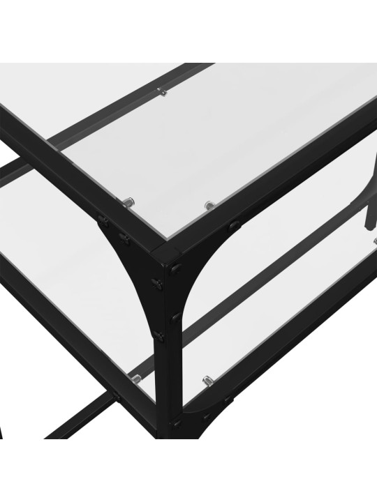 Konsoles galdiņš, 80x35x81 cm, caurspīdīgs, rūdīts stikls