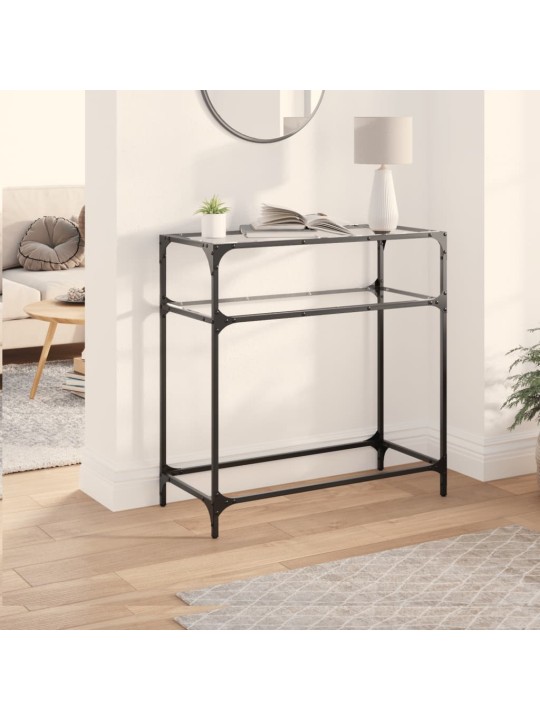 Konsoles galdiņš, 80x35x81 cm, caurspīdīgs, rūdīts stikls