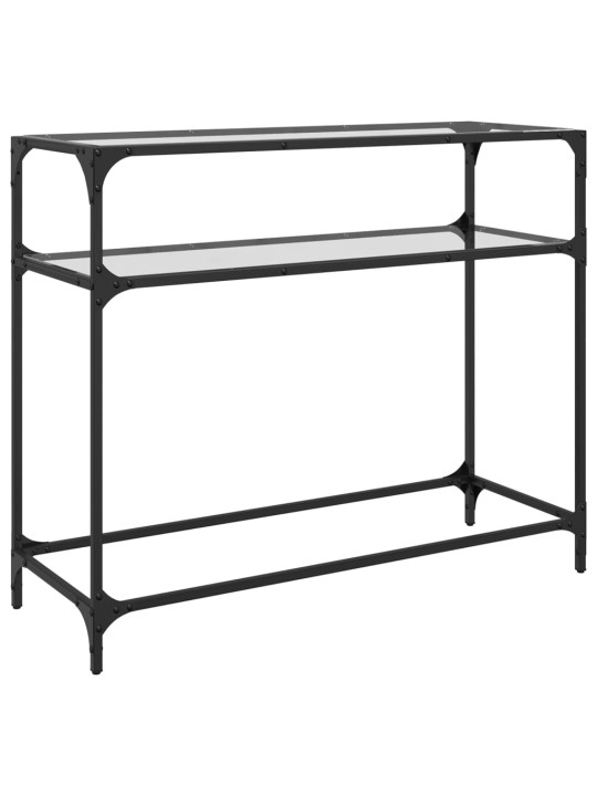 Konsoles galdiņš, 98x35x81 cm, caurspīdīgs, rūdīts stikls
