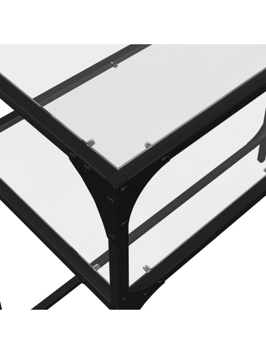 Konsoles galdiņš, 98x35x81 cm, caurspīdīgs, rūdīts stikls