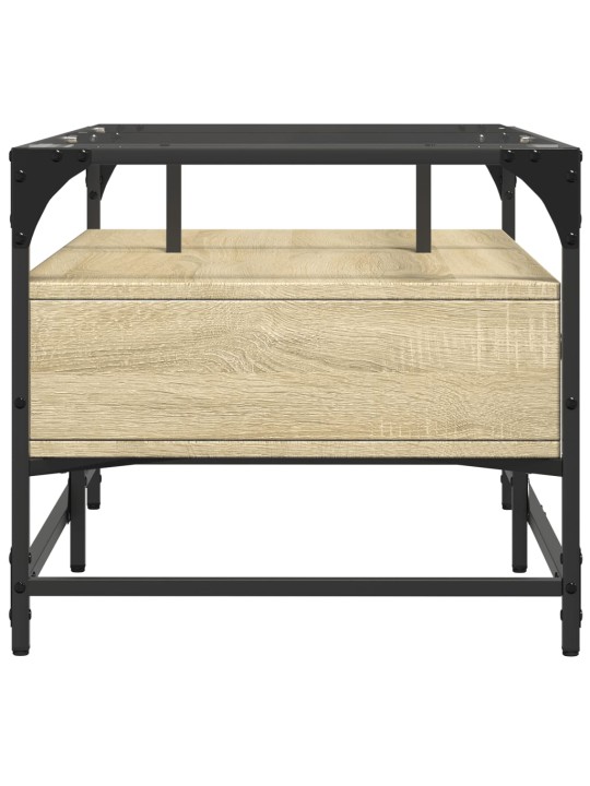 Kafijas galdiņš ar stikla virsmu ozola 98,5x50x45 cm tērauds
