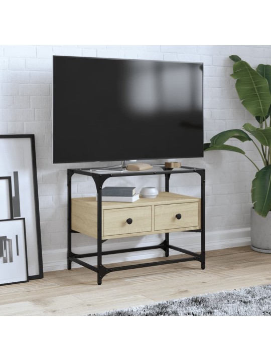 Tv skapītis, stikla virsma, ozola, 60x35x51 cm, konstruēts koks