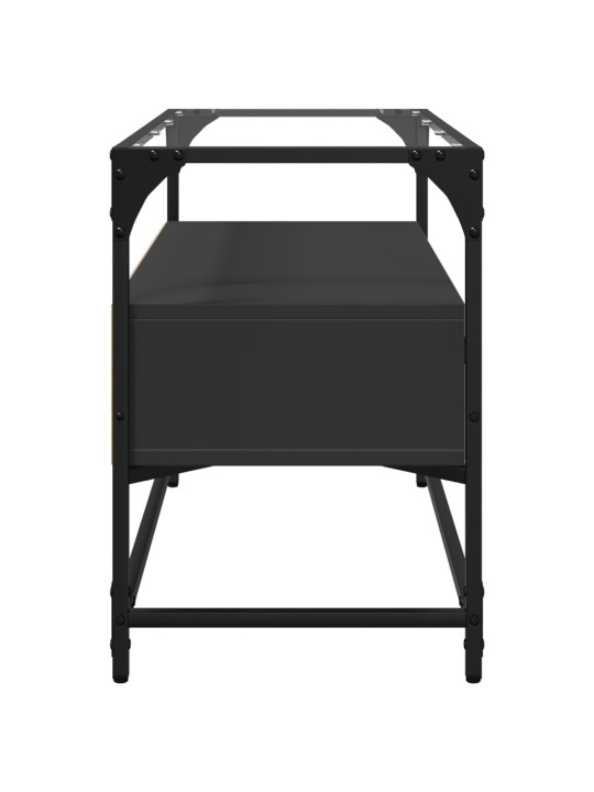 Tv skapītis, stikla virsma, melns, 80x35x51 cm, konstruēts koks