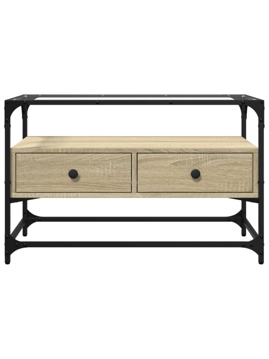 Tv skapītis, stikla virsma, ozola, 80x35x51 cm, konstruēts koks
