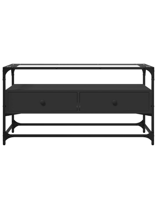 Tv skapītis, stikla virsma, melns, 98x35x51 cm, konstruēts koks