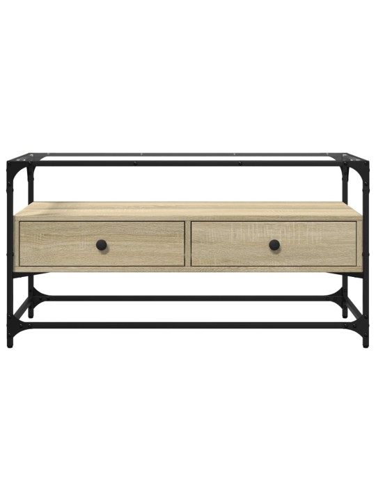 Tv skapītis, stikla virsma, ozola, 98x35x51 cm, konstruēts koks