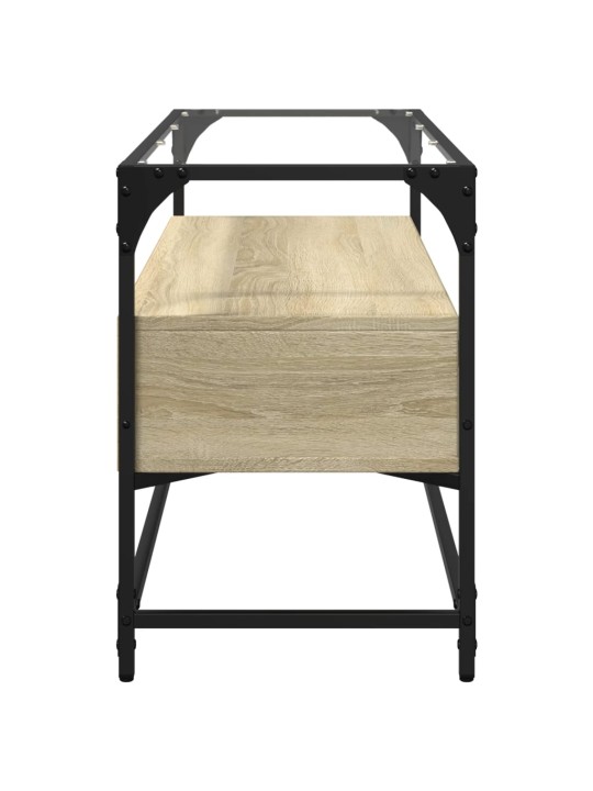 Tv skapītis, stikla virsma, ozola, 98x35x51 cm, konstruēts koks