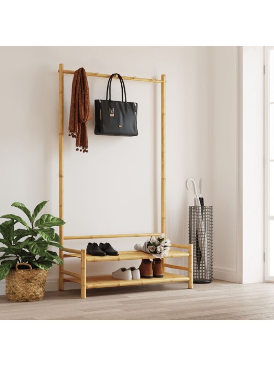 Drēbju pakaramais ar plauktiem, 103x40x183 cm, bambuss