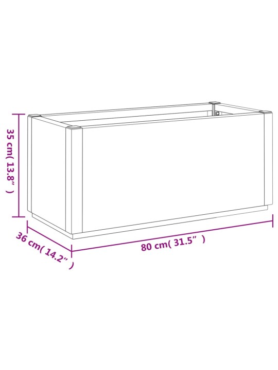 Dārza puķu kaste, balta, 80x36x35 cm, pp