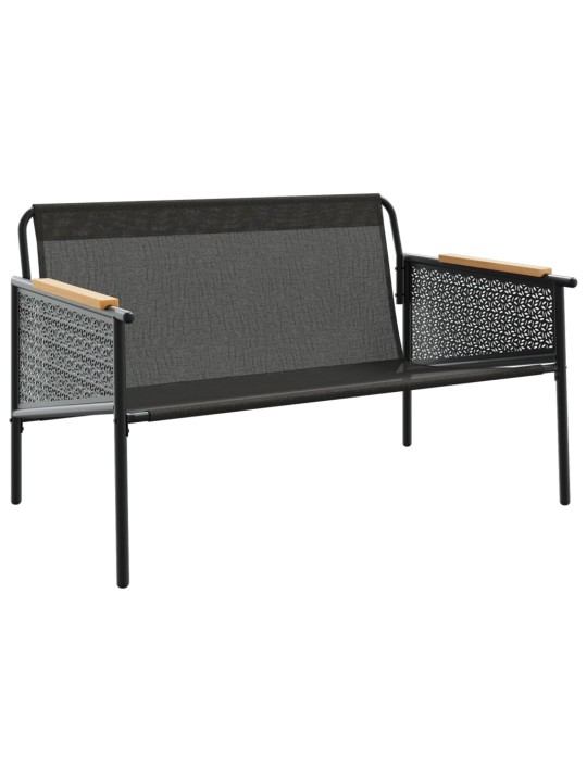Dārza sols ar matračiem, melns, 116 cm, tērauds