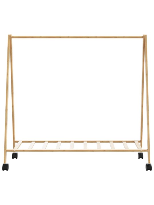 Drēbju statīvs ar plauktiem un riteņiem 106x34x106,5 cm bambusa