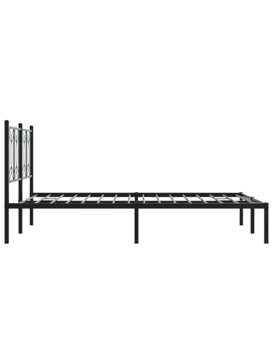 Gultas rāmis ar galvgali, melns metāls, 140x190 cm