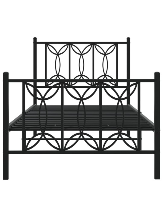 Gultas rāmis ar galvgali un kājgali, melns metāls, 80x200 cm
