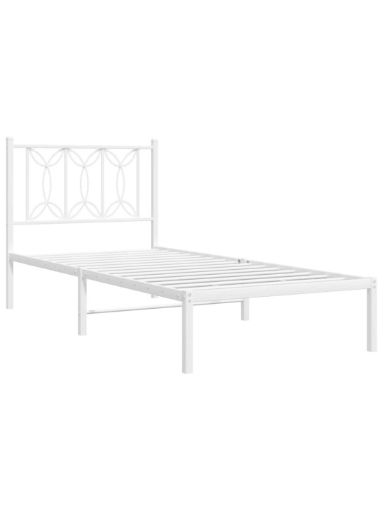Gultas rāmis ar galvgali, balts metāls, 80x200 cm