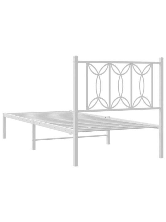 Gultas rāmis ar galvgali, balts metāls, 80x200 cm