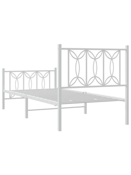 Gultas rāmis ar galvgali un kājgali, balts metāls, 80x200 cm
