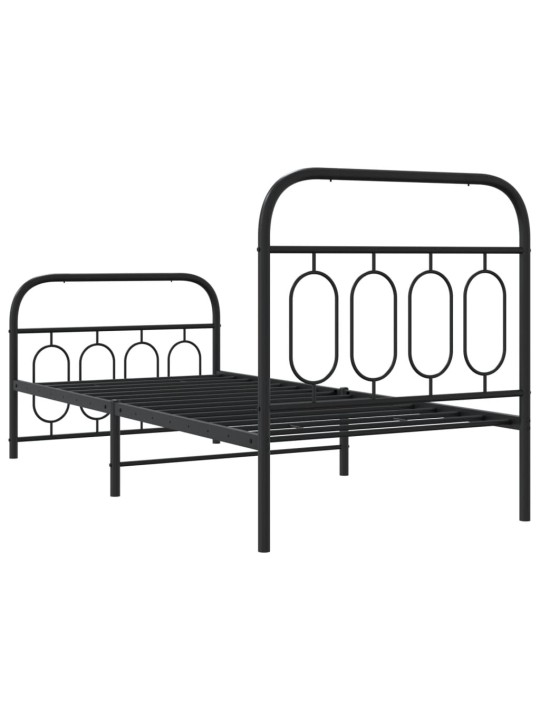 Gultas rāmis ar galvgali un kājgali, melns metāls, 80x200 cm
